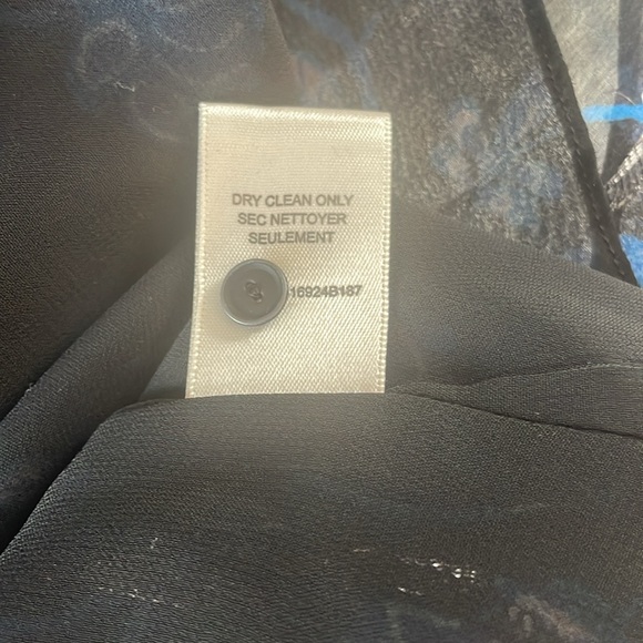 Rebecca Taylor Sleeveless Metallic Print Silk Top in Blue & Black Size 0 - Picture 9 of 11